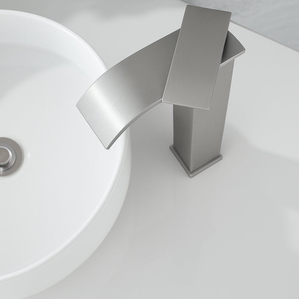 Torneira de Lavabo Cascata Alta Aço Escovado – FONTEA ALTUS HIBERA GRIFERS