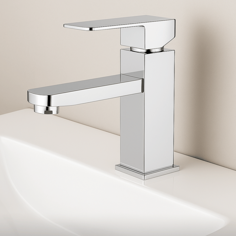 Grifo Lavabo Cromado Caño Bajo – SQUARE BASIS CROME GRIFERS