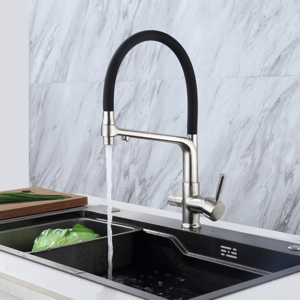 Torneira de cozinha de osmose flexível de 3 vias em aço CALIGARUM HIBERA GRIFERS