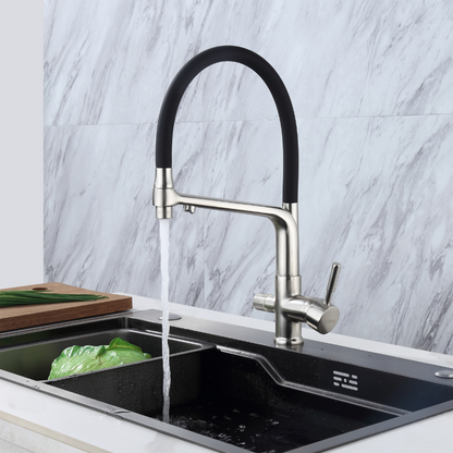 Torneira de cozinha de osmose flexível de 3 vias em aço CALIGARUM HIBERA GRIFERS