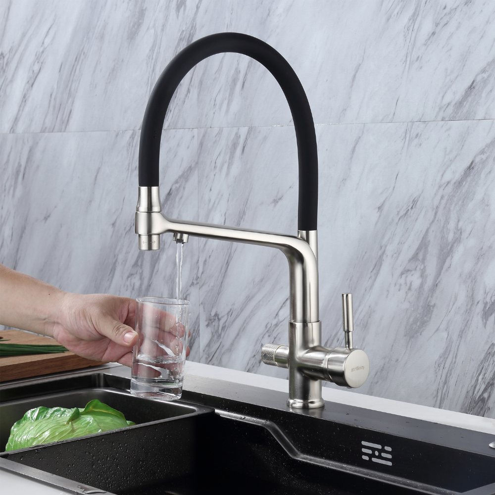 Torneira de cozinha de osmose flexível de 3 vias em aço CALIGARUM HIBERA GRIFERS