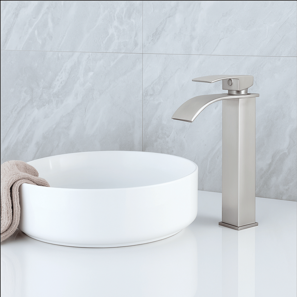 Torneira de Lavabo Cascata Alta Aço Escovado – FONTEA ALTUS HIBERA GRIFERS